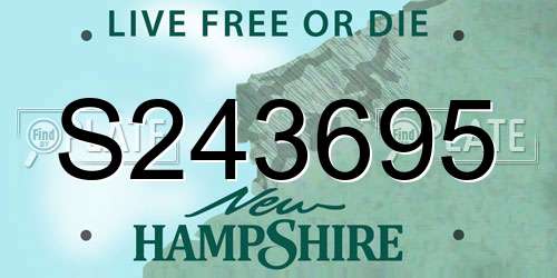 S243695 New Hampshire License Plate