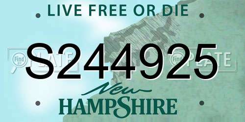 S244925 New Hampshire License Plate