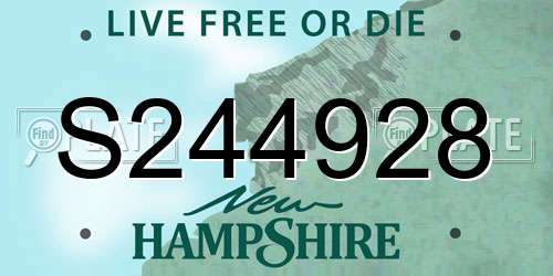 S244928 New Hampshire License Plate