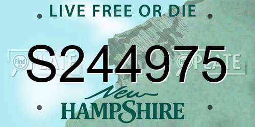 S244975 New Hampshire License Plate