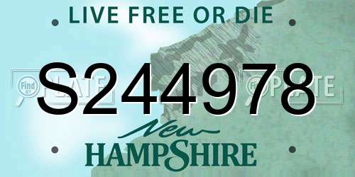 S244978 New Hampshire License Plate