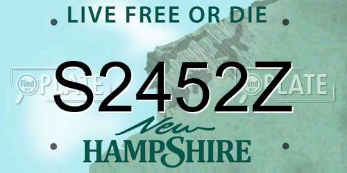 S2452Z New Hampshire License Plate