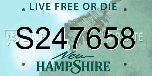 S247658 New Hampshire License Plate