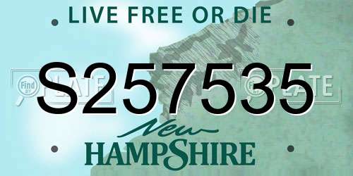 S257535 New Hampshire License Plate