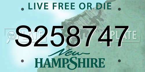 S258747 New Hampshire License Plate