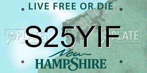 S25YIF New Hampshire License Plate