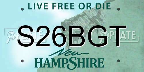 S26BGT New Hampshire License Plate