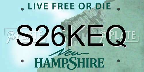 S26KEQ New Hampshire License Plate