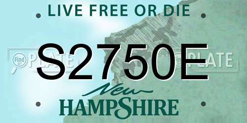 S2750E New Hampshire License Plate