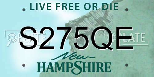 S275QE New Hampshire License Plate