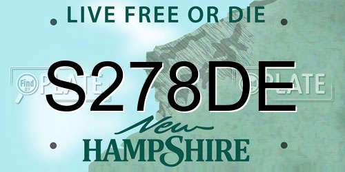 S278DE New Hampshire License Plate