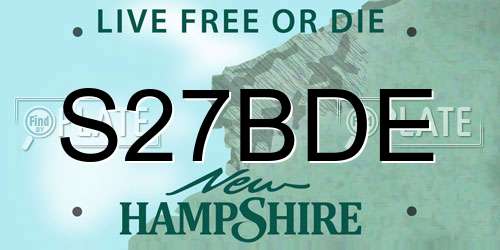 S27BDE New Hampshire License Plate