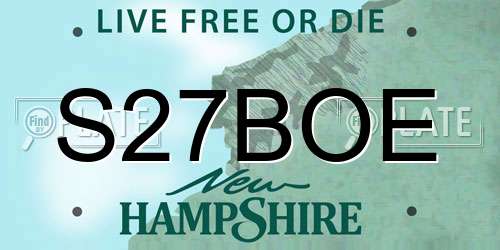 S27BOE New Hampshire License Plate