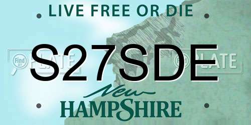 S27SDE New Hampshire License Plate