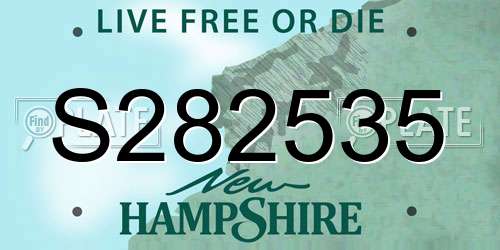 S282535 New Hampshire License Plate
