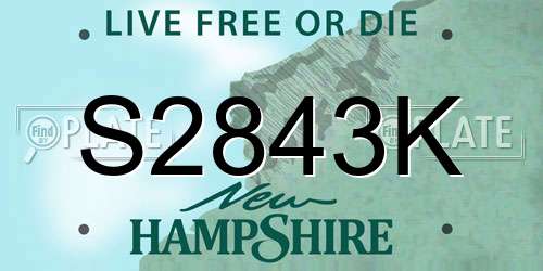 S2843K New Hampshire License Plate
