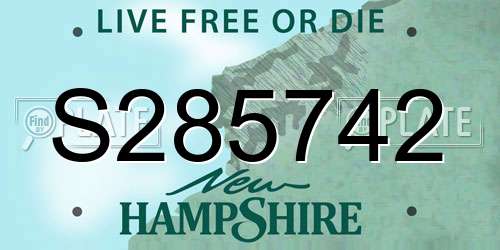 S285742 New Hampshire License Plate