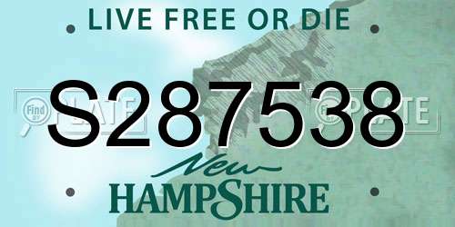 S287538 New Hampshire License Plate
