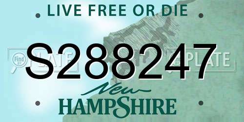 S288247 New Hampshire License Plate