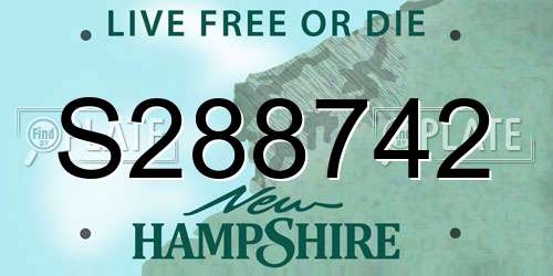 S288742 New Hampshire License Plate