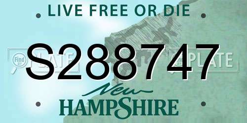 S288747 New Hampshire License Plate