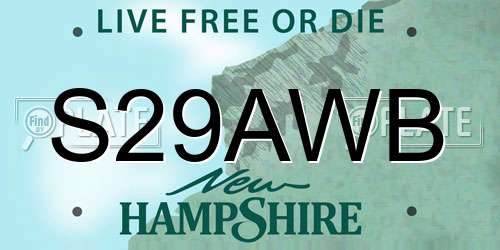 S29AWB New Hampshire License Plate