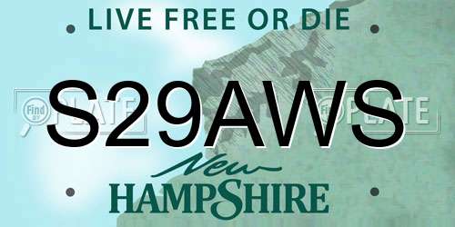 S29AWS New Hampshire License Plate