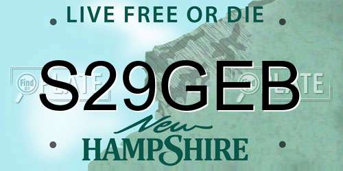 S29GEB New Hampshire License Plate