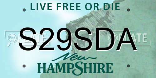 S29SDA New Hampshire License Plate