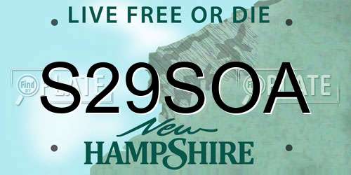 S29SOA New Hampshire License Plate