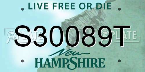 S30089T New Hampshire License Plate