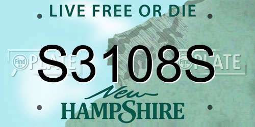 S3108S New Hampshire License Plate