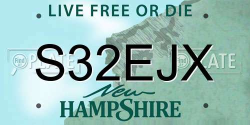 S32EJX New Hampshire License Plate
