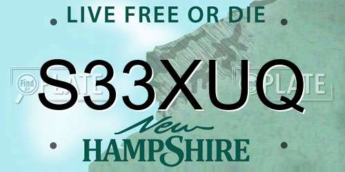 S33XUQ New Hampshire License Plate