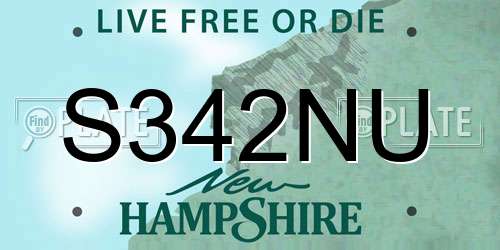 S342NU New Hampshire License Plate