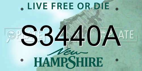 S3440A New Hampshire License Plate