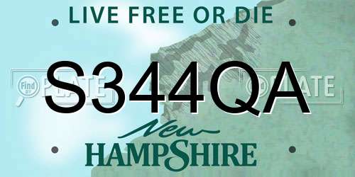 S344QA New Hampshire License Plate
