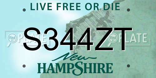 S344ZT New Hampshire License Plate