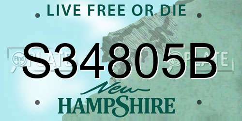 S34805B New Hampshire License Plate