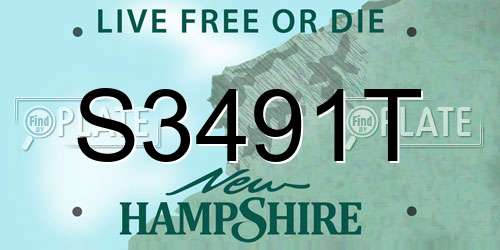 S3491T New Hampshire License Plate