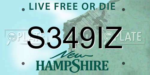 S349IZ New Hampshire License Plate