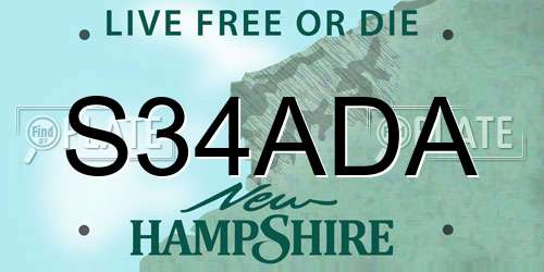 S34ADA New Hampshire License Plate