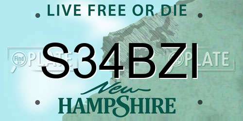 S34BZI New Hampshire License Plate