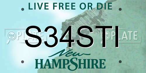 S34STI New Hampshire License Plate