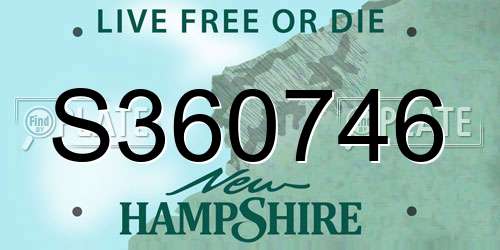 S360746 New Hampshire License Plate