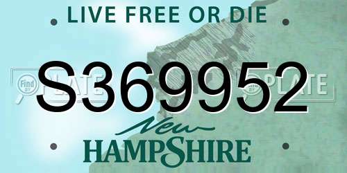 S369952 New Hampshire License Plate