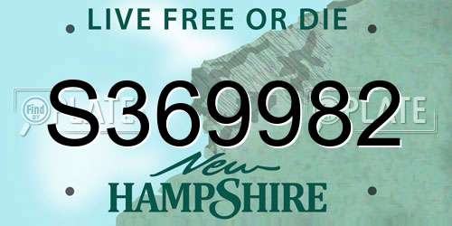 S369982 New Hampshire License Plate