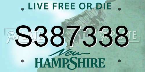 S387338 New Hampshire License Plate