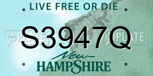 S3947Q New Hampshire License Plate