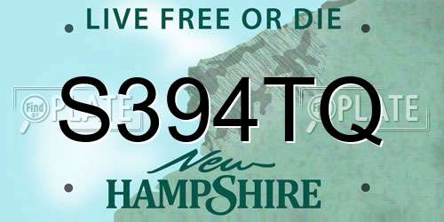 S394TQ New Hampshire License Plate